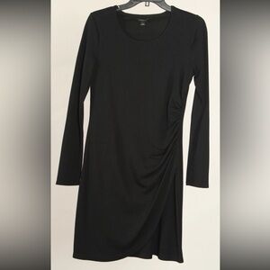Ann Taylor Dress Women’s 4 Black A Line Ruched Long Sleeve Pullover Lined